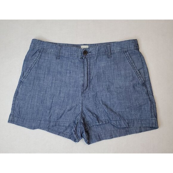 a new day Pants - A New Day Denim Knit Shorts Blue Cotton Flat Front Women's 12